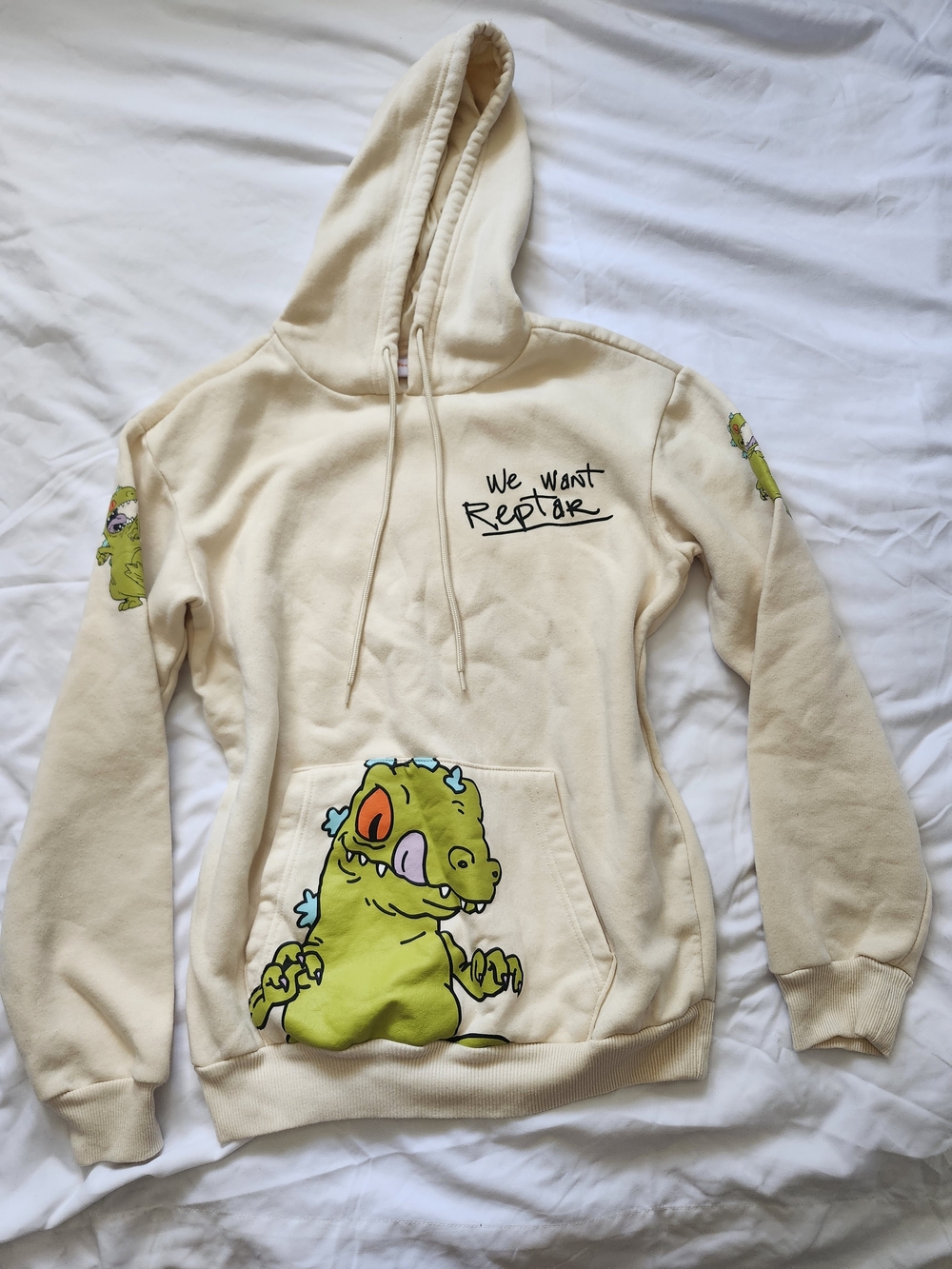 Nickelodeon Cream Hoodie with Green Reptar Graphic